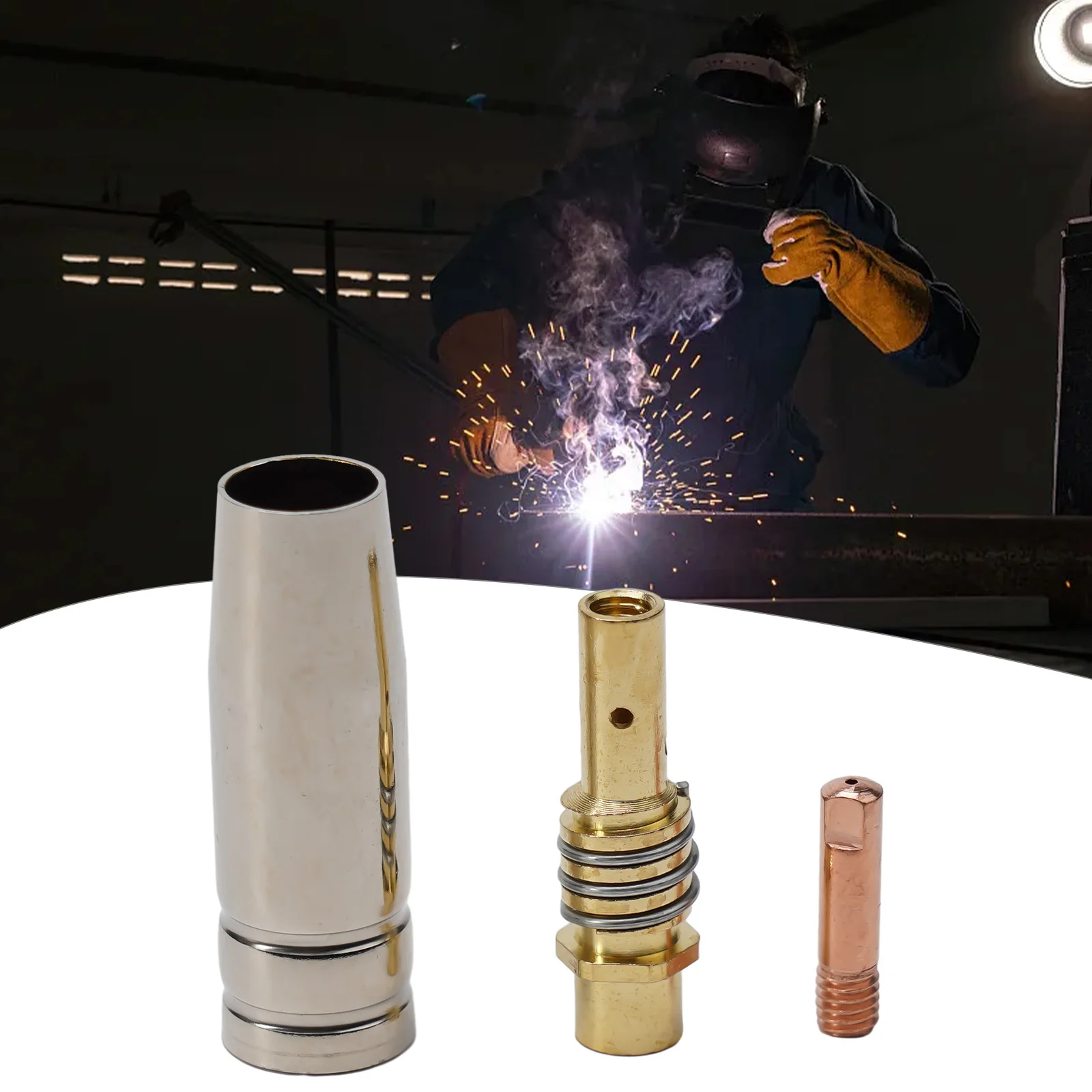 

3pcs Welder Nozzle Part Kit Binzel 15AK Conductive Tip Nozzles Contact Tips For MIG Welder Torch Welding Accessories