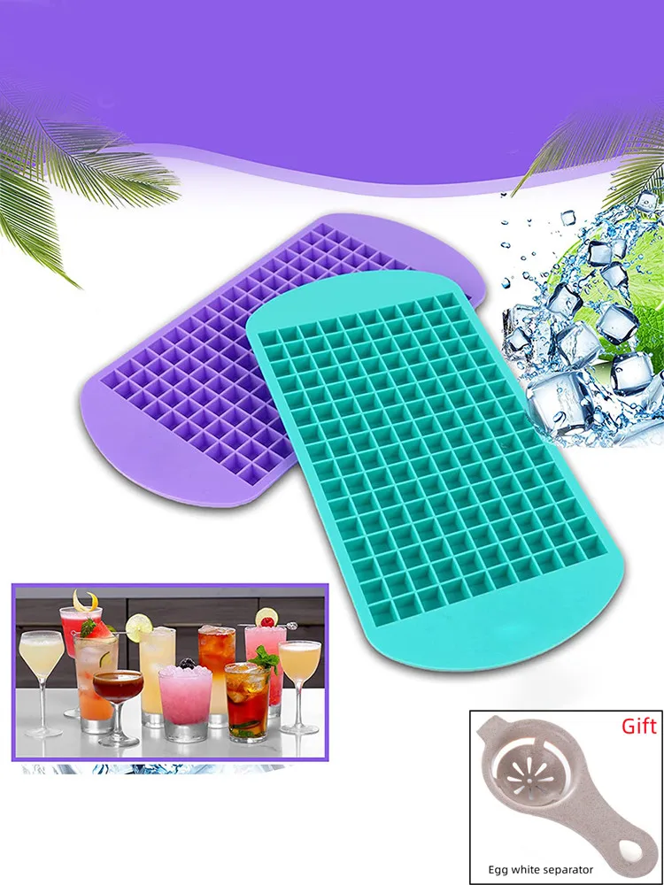 

160 Grid Mini Ice Cubes Silicone Ice Tray Foldable Ice Mold Ice Breaker Ice Grid Tray Small Square Mold Ice Maker Silicone Mold