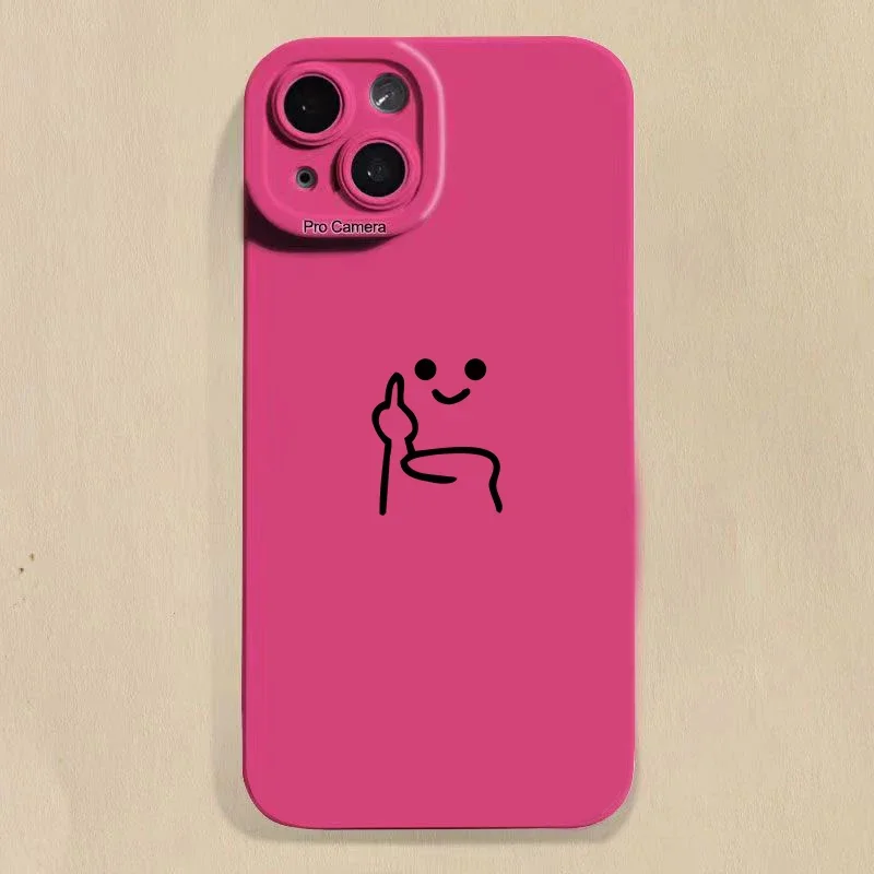 Cartoon Red Man Case For Samsung Galaxy S10 S20 S21 S22 S23 S24 FE Plus Ultra Note 20 Shockproof Middle Finger Back Cover