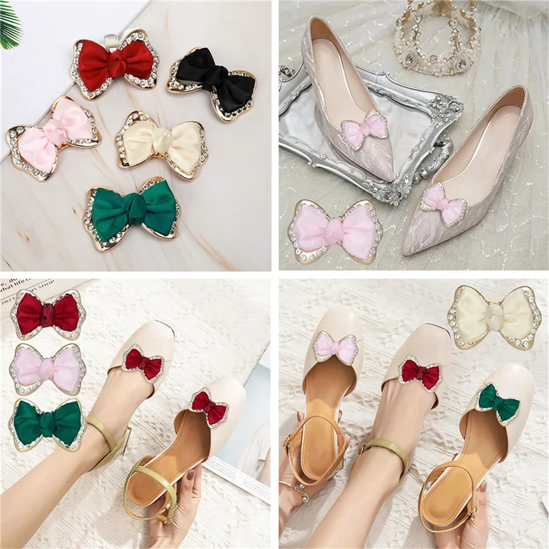 1 Pair Wedding Rhinestone Shoe Clip Crystal Bow Shoe Buckle for Wedding  Prom Banquet 