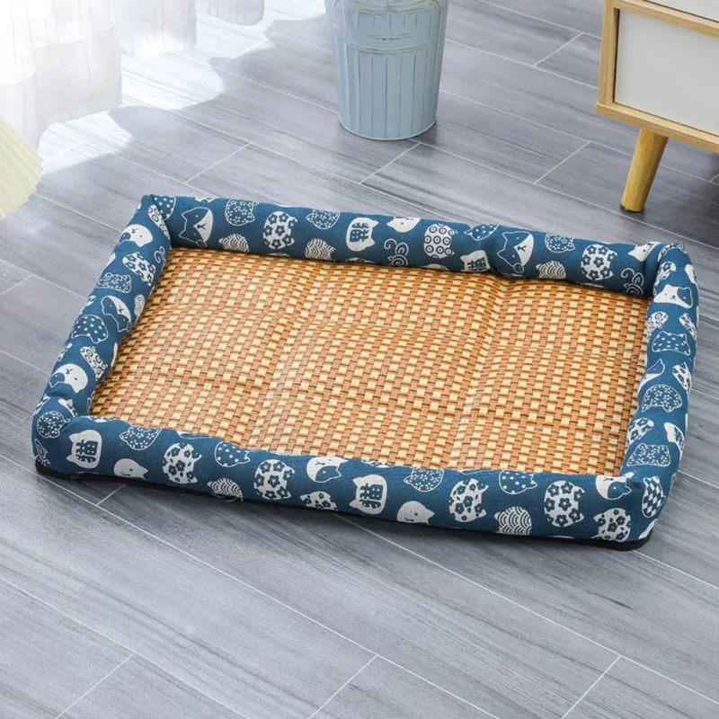 Esterilla de ratán tejida para dormir de verano para gatos, sofá cama, esterilla refrescante para mascotas, para perros pequeños, gatos, gatitos, cachorros, cojín para cama
