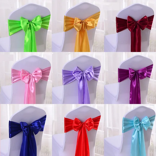 10pcs Satin Chair Sash Band Wedding Quality Bow Tie Birthday Party Hotel Show Decoration Wholesale Shiny Nice Look Design