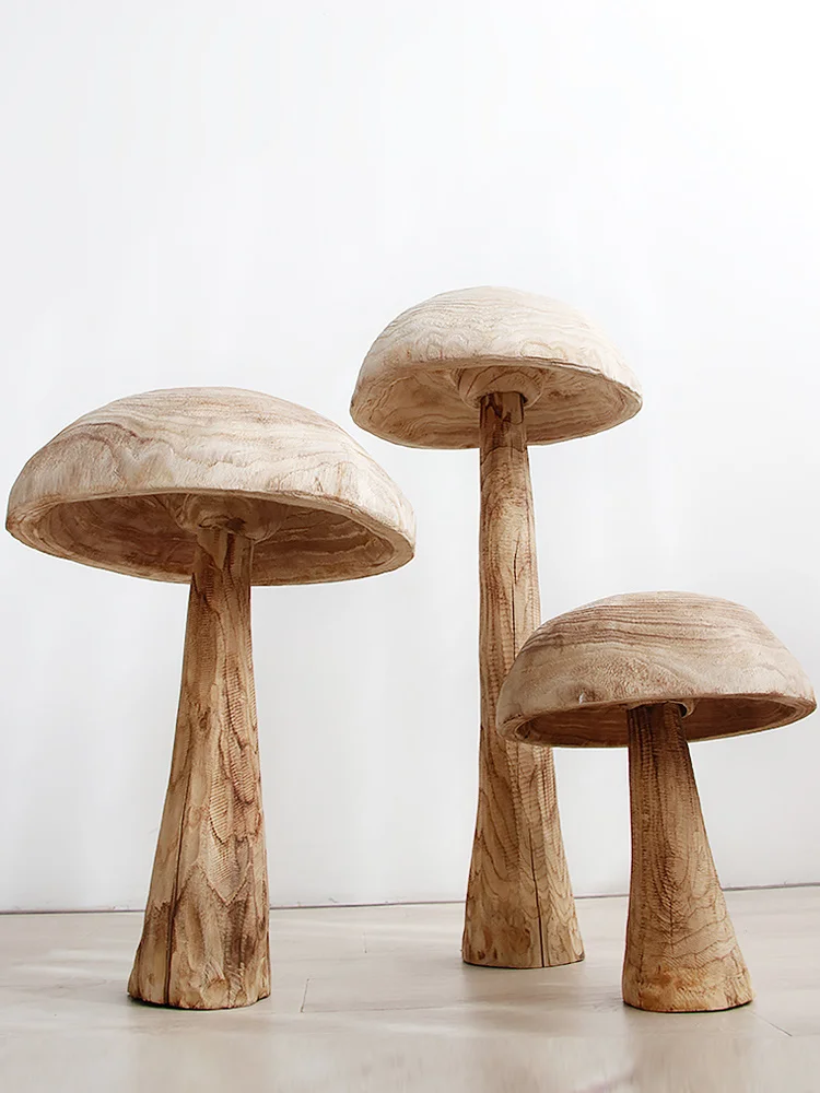 

home decor creative wood mushroom decoration sample room living room porch soft oranment opening gift for office home work table