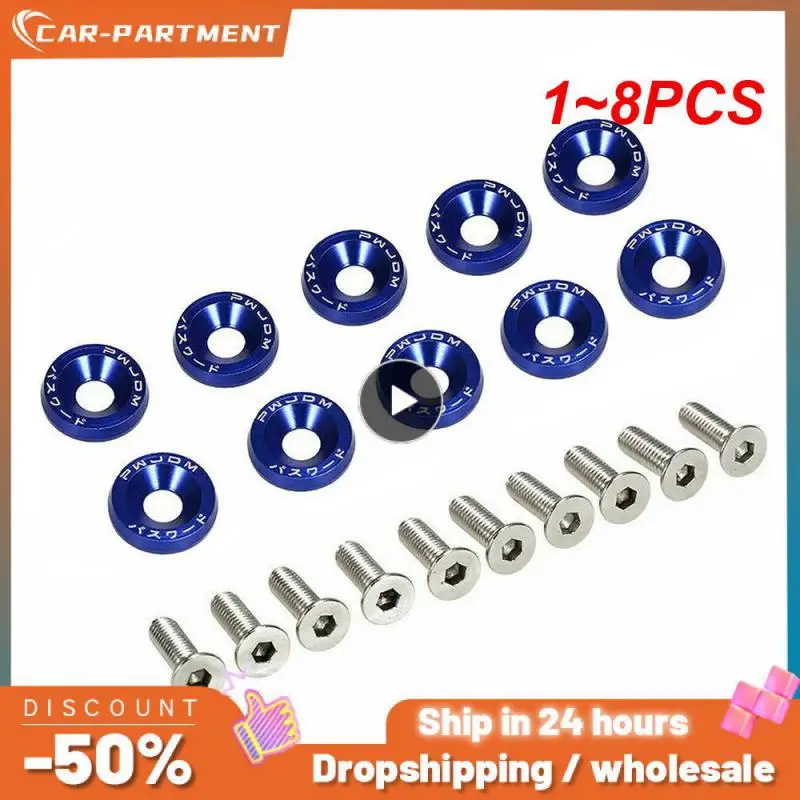 

1~8PCS AluminumPack Car Modified Hex Fasteners Fender Washer JDM Bumper Engine Concave Screws Car modification gasket screws