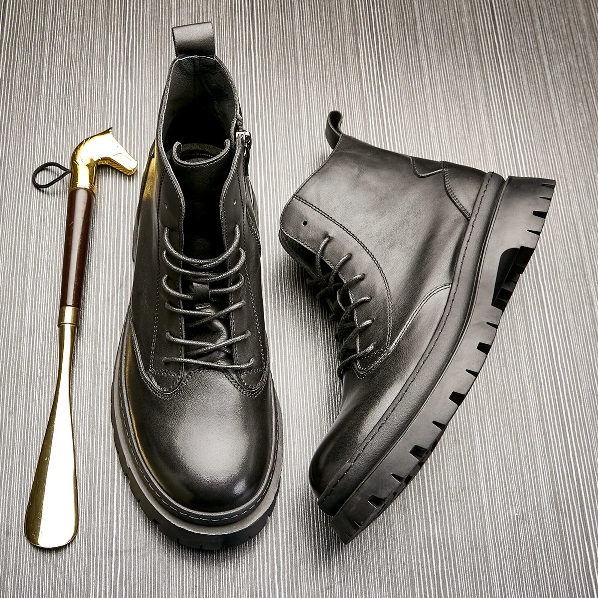 All-match Cowhide Motorcycle Boots Male Retro Men Shoes Autumn Winter Ankle Boots High Quality Genuine Leather Boots Men