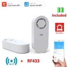 

Tuya WiFi RF433 Alarm Water Leakage 120DB Beep Siren Water Leak Sensor Detector Flood Set Scenario with Smart Valve Controller