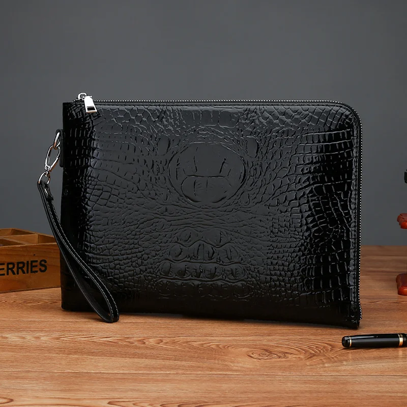 

New Crocodile Pattern Men's Handheld Bag Business Leisure Letter Envelope