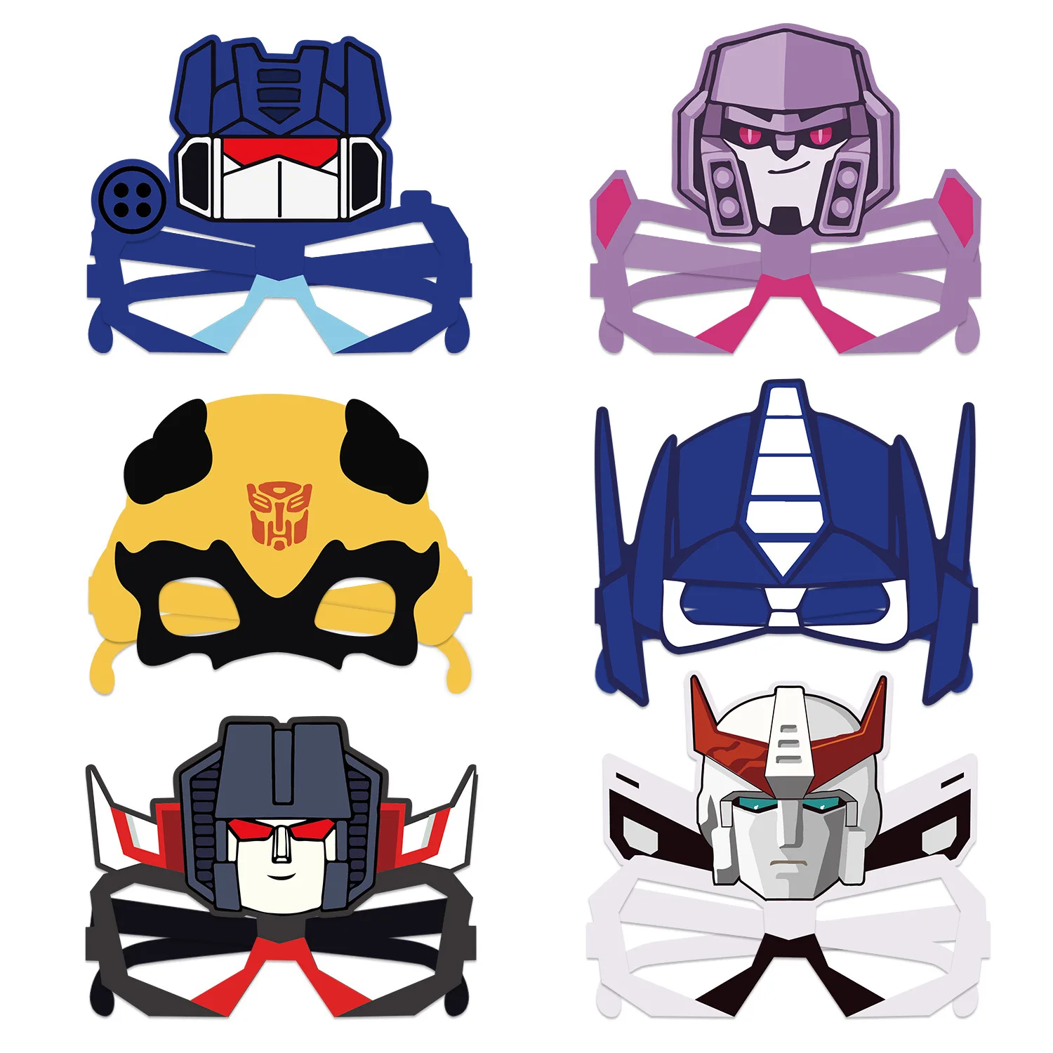 Transformers Cartoon Anime Themed Birthday Party Paper Glasses Mask Photo Props Dress Up Children's Party Decoration Supplies