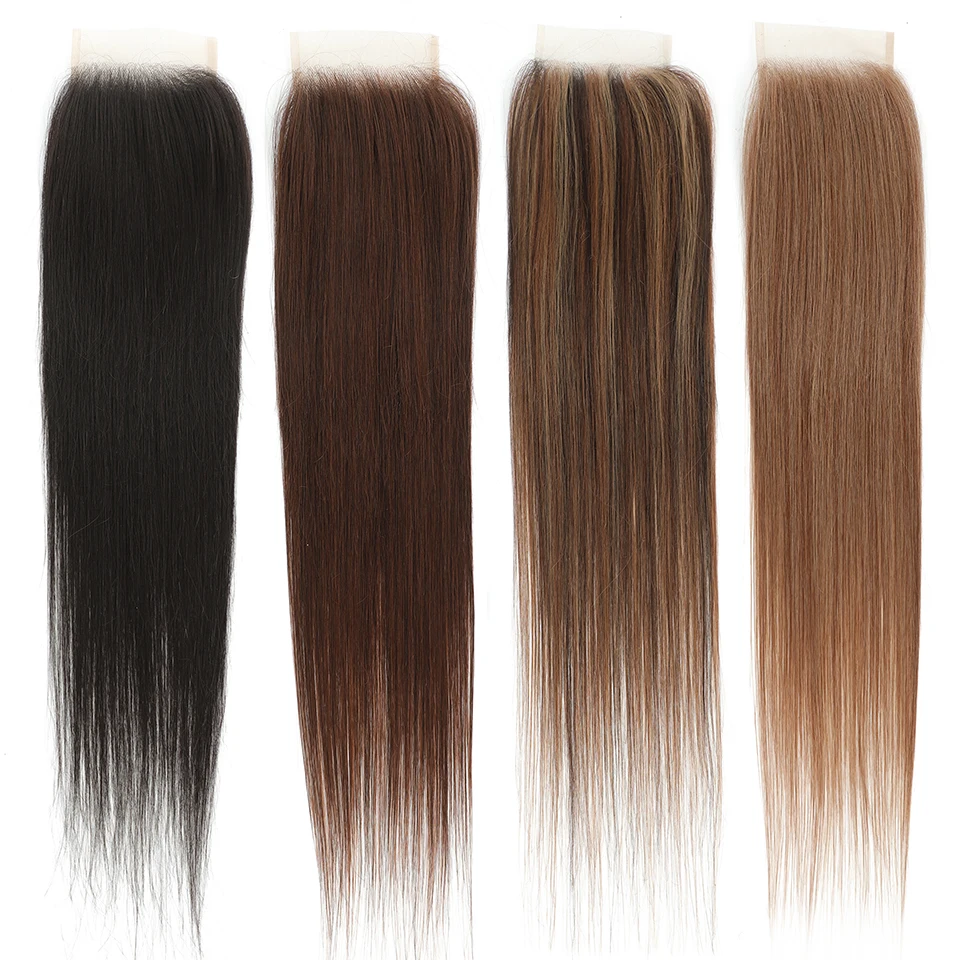 4x4 Transparent Lace Closure Straight Synthetic Blonde Dark Brown Black Color 613 Lace Closure