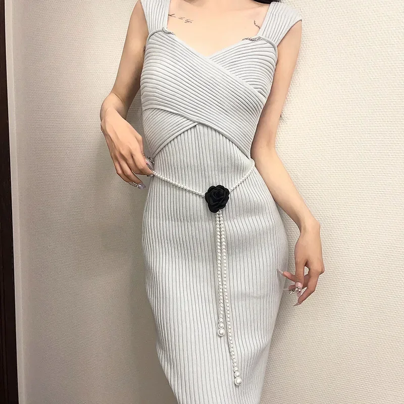 Camellia Pearl Waist Chain Belt for Decorative Dress