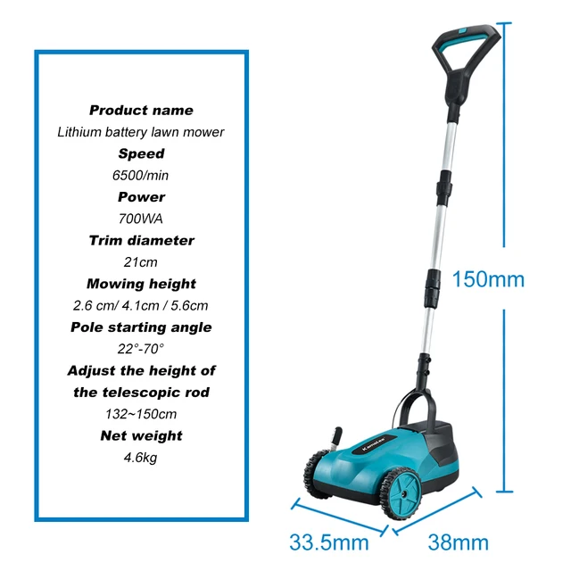 Kamolee Brushless Electric Lawn Mower Cordless Grass Trimmer 3 Height Adjustments Garden Cutter Apply to 18V 21V Battery 2