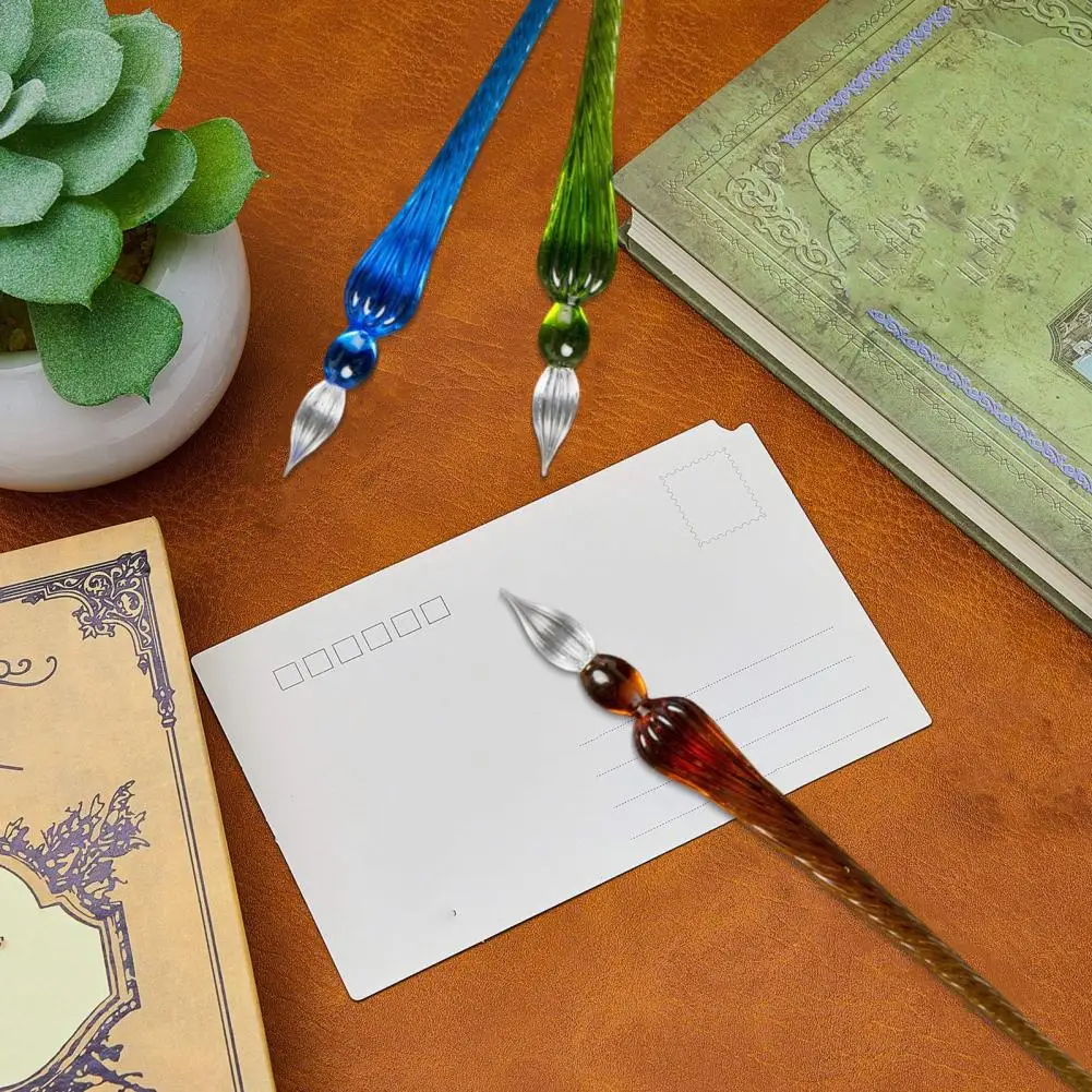 Colorful Dip Pen Paint Dipping Pen Elegant Glass for Calligraphy Painting with Smooth Lines Beautiful Color Effects Easy