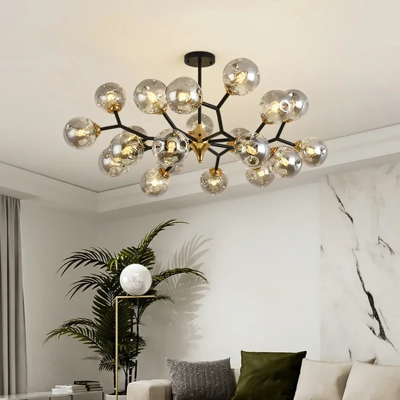 Nordic LED Ceiling Chandelier Glass Ball Black Pendant Lights Home Decor Hanging Lusters Fixture Living Dining Room Bedroom led chandelier ceiling chandelier led pendant light