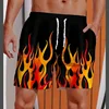 3D Printed Striped Flame Beach Shorts Men's Splicing Grid Pattern Board Shorts Summer Drawstring Breathable Hawaiian Swim Trunks 1