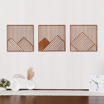 3PCS Modern Wood Art Wall Decor Wood Art Decor for Living Room, Bedroom, Office，Easy to Install Home Decor Style 1