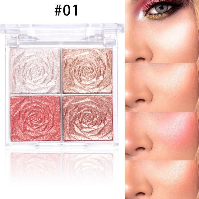 Colors Rose Diamond Highlighter Powder Palette Glitter Face Contour Brighten Makeup Shimmer Illuminate High Light Cosmetic