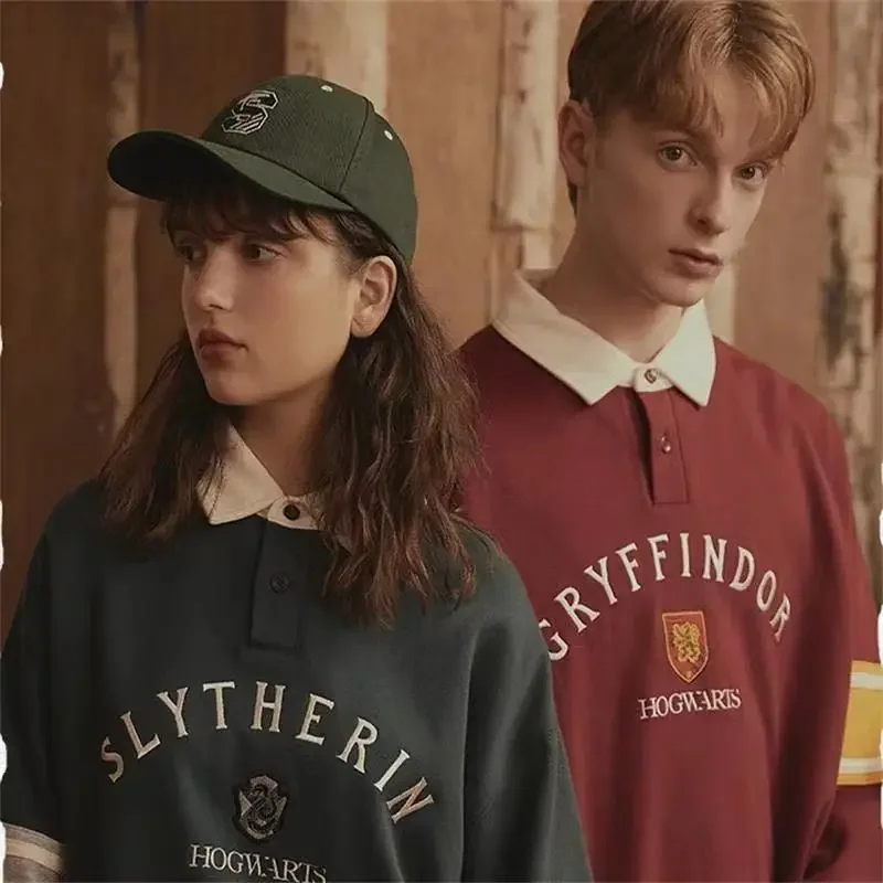 NEW Harried Sweatshirts Couple Sweatshirt Gryffindor Lapel Letter Slytherin College Top Polo Shirt Novelty Hufflepuff Ravenclaw