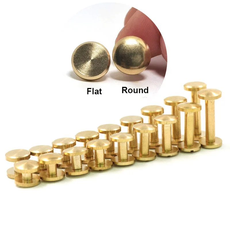 

10pcs Solid Brass Binding Chicago Screws Nail Stud Rivets for Photo Album Leather Craft Studs Belt Wallet Fasteners Dome Cap 8mm