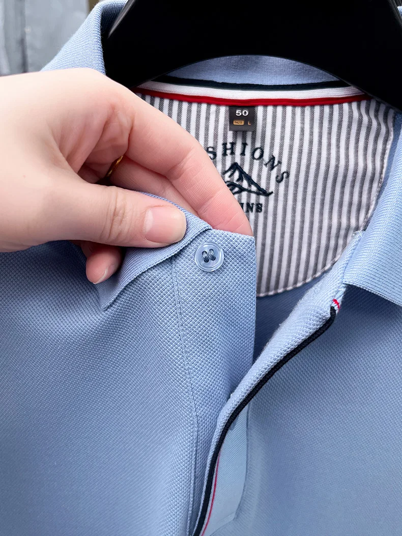 Luxury 100% cotton men's short sleeve polo shirt fashionable stripes comfort texture summer new high-end business casual T-shirt 32 S60d7448fb7d3475284e93fd6fb79d6d13