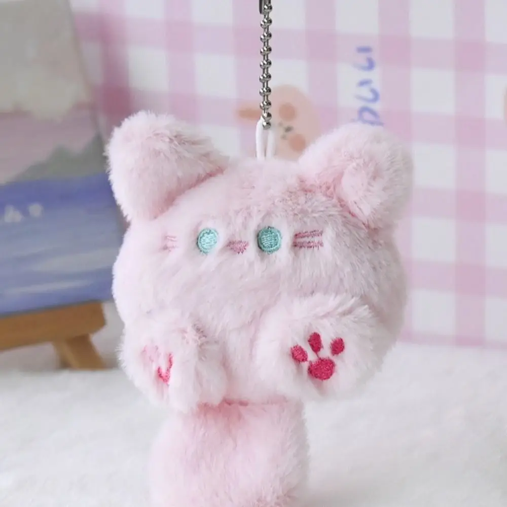 Plush Keychain Stuffed Coffee Cat Plush Keychain Creative Soft Fluffy Animal Plush Key Chain Colorful Ins Cute Cat Doll Children