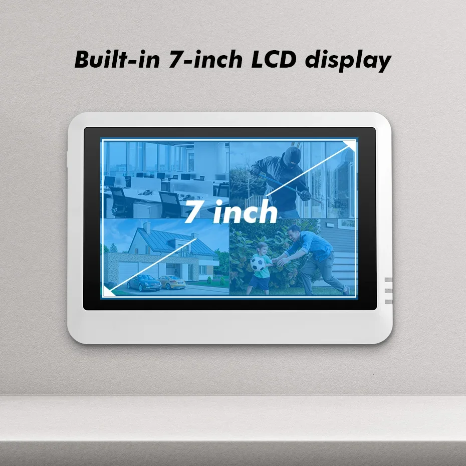 KERUI 7인치 LCD 화면 무선 보안 카메라 시스템 8채널 NVR 듀얼 렌즈 가정용 보안 시스템 감시 키트 비디오 레코더