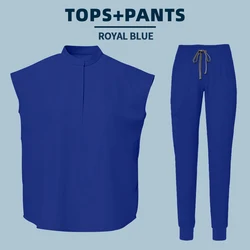 Blue Hospital Uniform - Soft Elastic Fabric Medical Scrub Set - L (42015 - Royal blue)