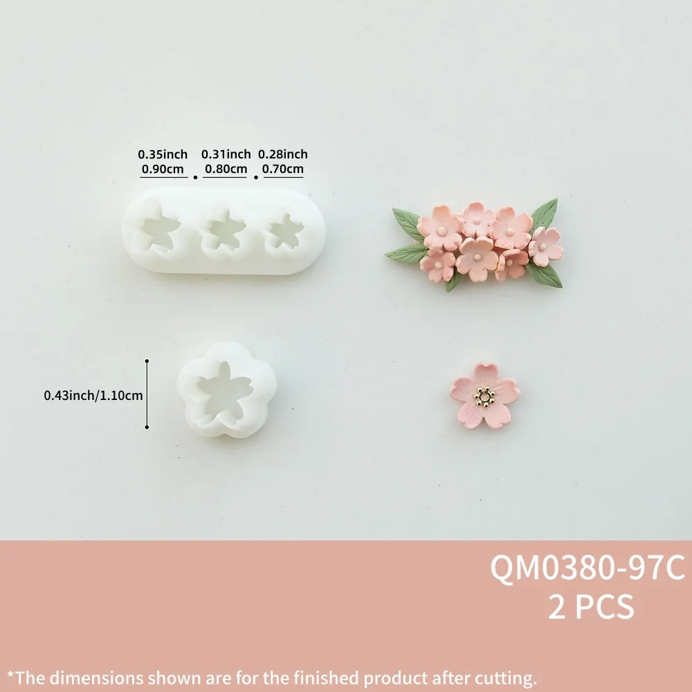 2er-Set Mini-Blumen-Kombinationsformen aus Polymer-Ton für Ohrringe – Exquisite Blumen-Tonformen für DIY-Tonschmuckwerkzeuge – Detail 8