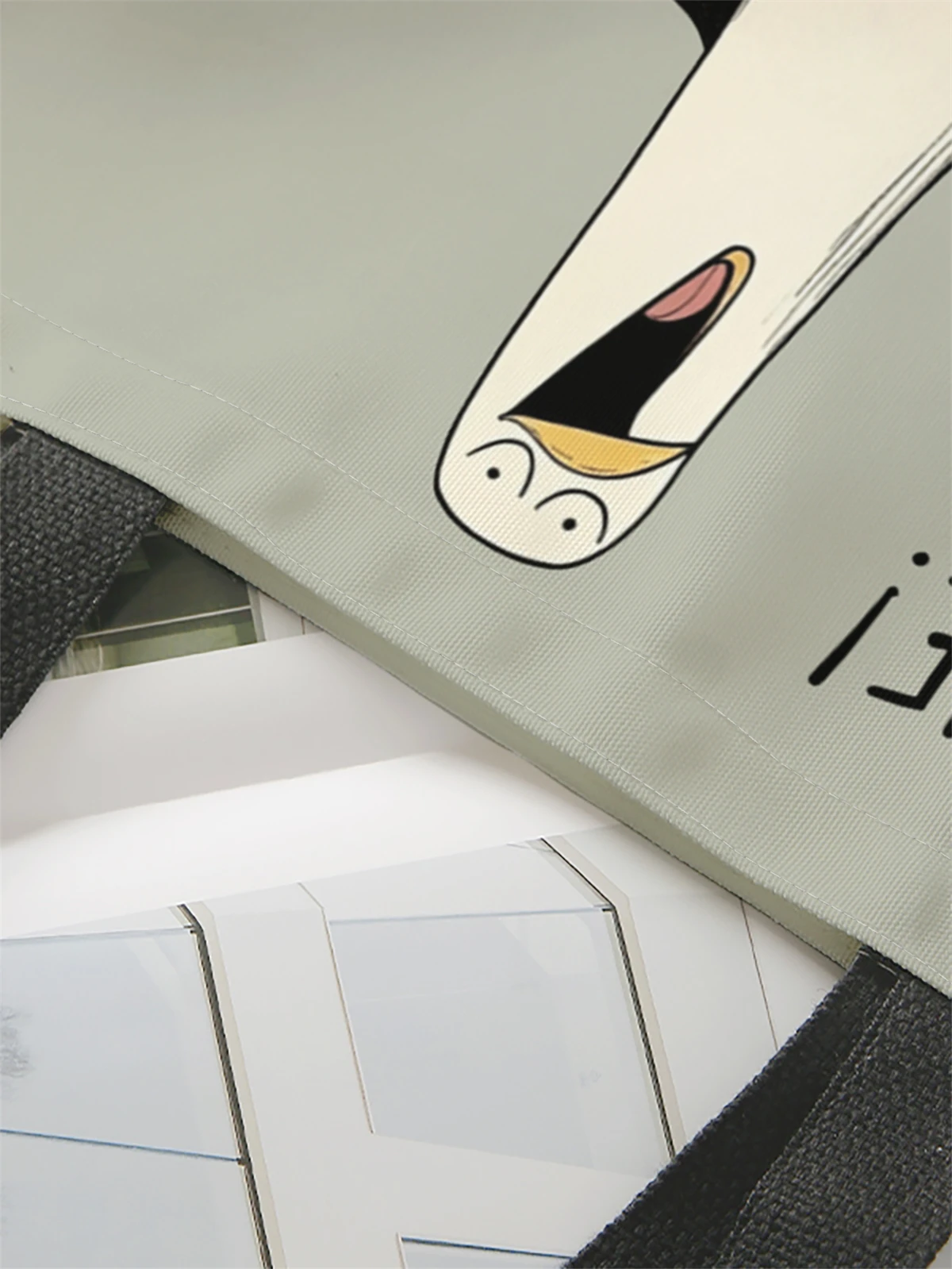 1 piece, cartoon bird pattern handbag, reusable fashionable handbag, multifunctional handbag, printed canvas shopping bag