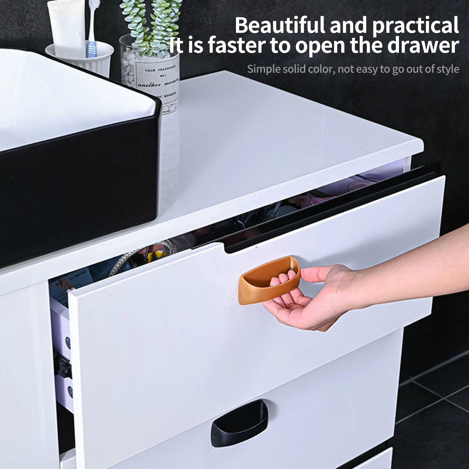 Punch-free Self Adhesive Kitchen Cabinet Furniture Hardware Door Knob Wardrobe Door Handle Drawer Handles
