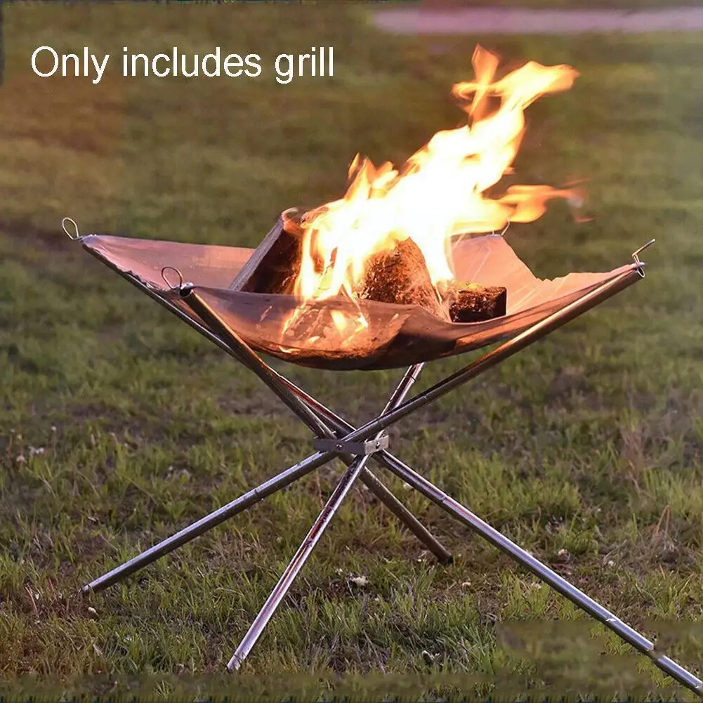 

Outdoor Fire Pit Burning Rack Camping Steel Mesh Fireplace BBQ Stove Foldable Net Replace Grilled Patio Grill With Y0Y8