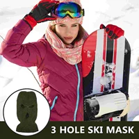Ski Mask for Men Three Hole Wool Hat Balaclava Warm Full Face Cover 3-hole White Beanie Knit Knitting Miss 2