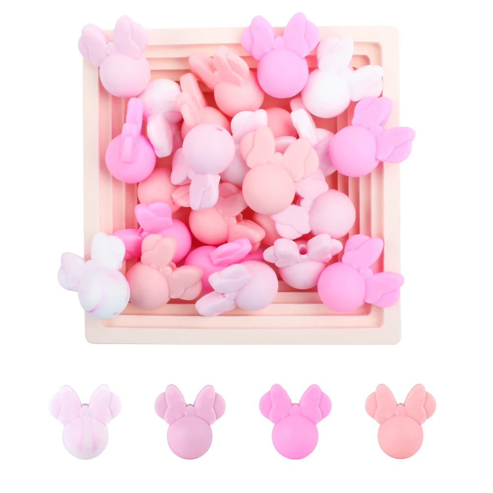 

10pcs Mouse Silicone Beads Baby Focal Beads Jewelry Beads DIY Bracelets Necklace Keychain Accessories For Jewelry Making