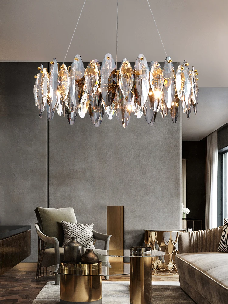 

Modern luxury Crystal Chandeliers Living Room luxury Home Decorative lights Round gold Led hanging crystal lights