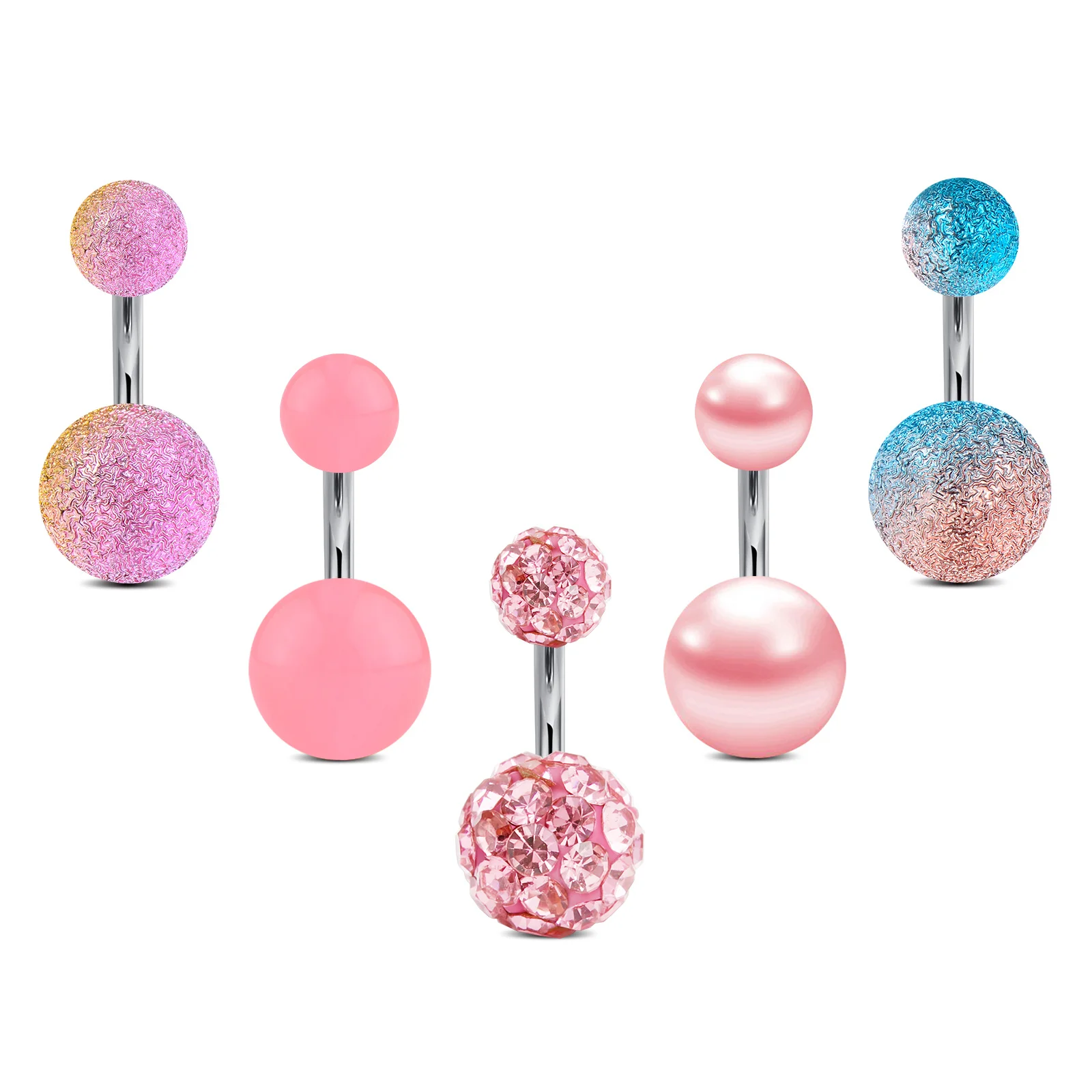 Crdifu Lot De 2 Piercings Nombril En Acier Chirurgical 316L - Barre Courte 6mm (14G), Percing Au Nombril Hypoallergénique Argent Or - Bijou De Corps Femme