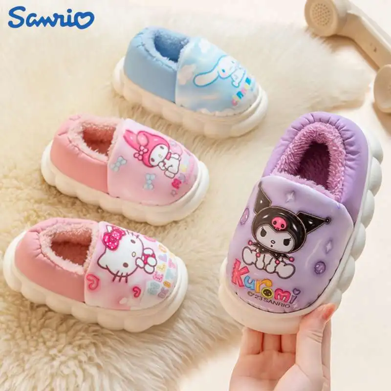 

Женские тапочки Cinnamoroll Kuromi, зимние домашние Нескользящие теплые ботинки из хлопка