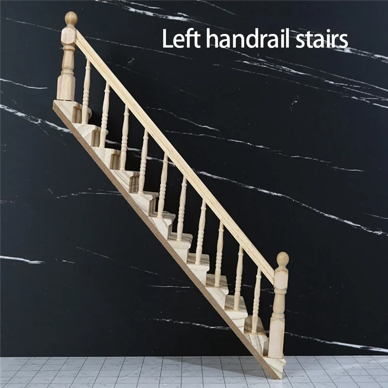 1:12 DIY Dollhouse Miniature Accessories Right Stairs Handrail Wooden Furniture Toy Children Gift Christmas Model 4