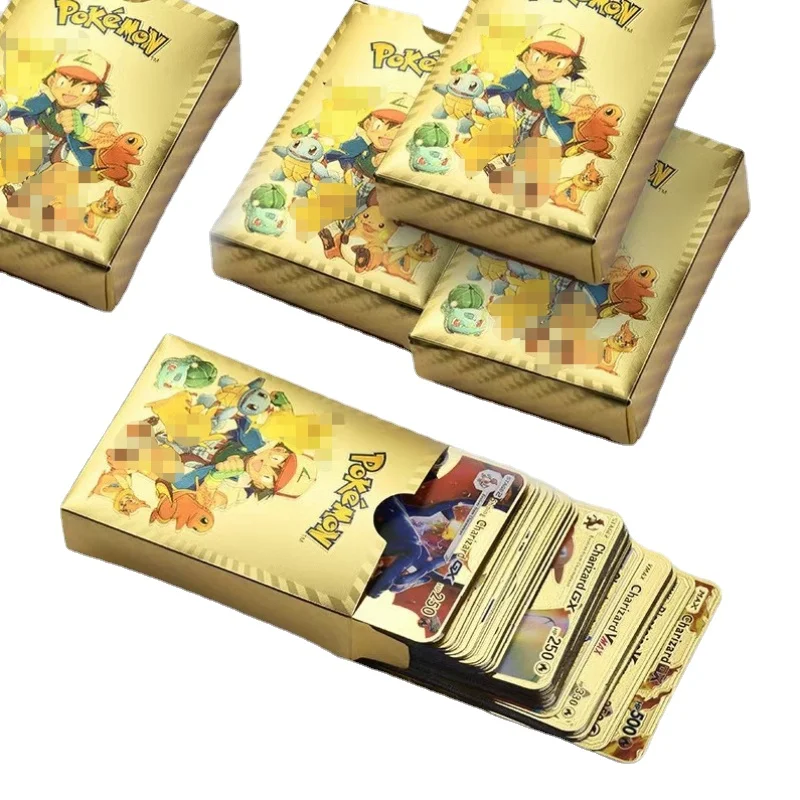 

27-110pcs/set Pokemon Cards Metal Gold Vmax GX Energy Card Charizard Pikachu Rare Collection Battle Trainer Card Child Toys Gift