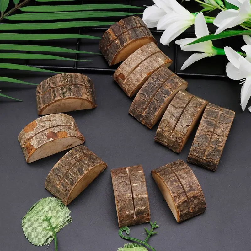 

10Pcs Rustic Natural Wood Table Name Number Place Card Holder Memo Note Photo Picture Clip Decor Wedding Party