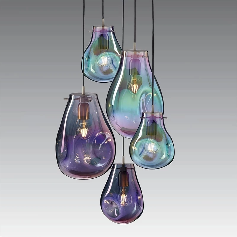 

Nordic Simple Personality Pendant lamp 220V LED E27 Single head Glass Pendant lights Bedroom Bedside Restaurant Bar Hanging lamp
