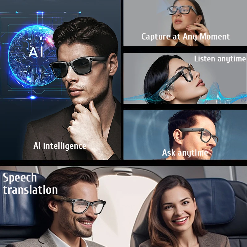 New 800W Camera AI Glasses Men Color-Changing Smart Translation Glasses Photo Video Recording Waterproof Call Smart Sunglasses
