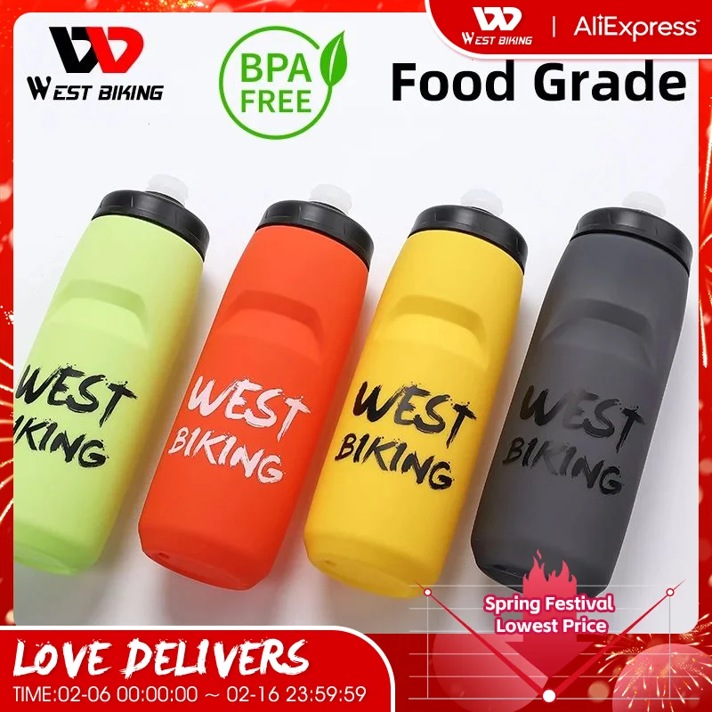 West Biking Bike Water Bottle 620Ml/750Ml Pp5 Food Grade Fitness Sports Portable Cup Ciclismo Bollitore Mtb Accessori Per Biciclette Da Strada