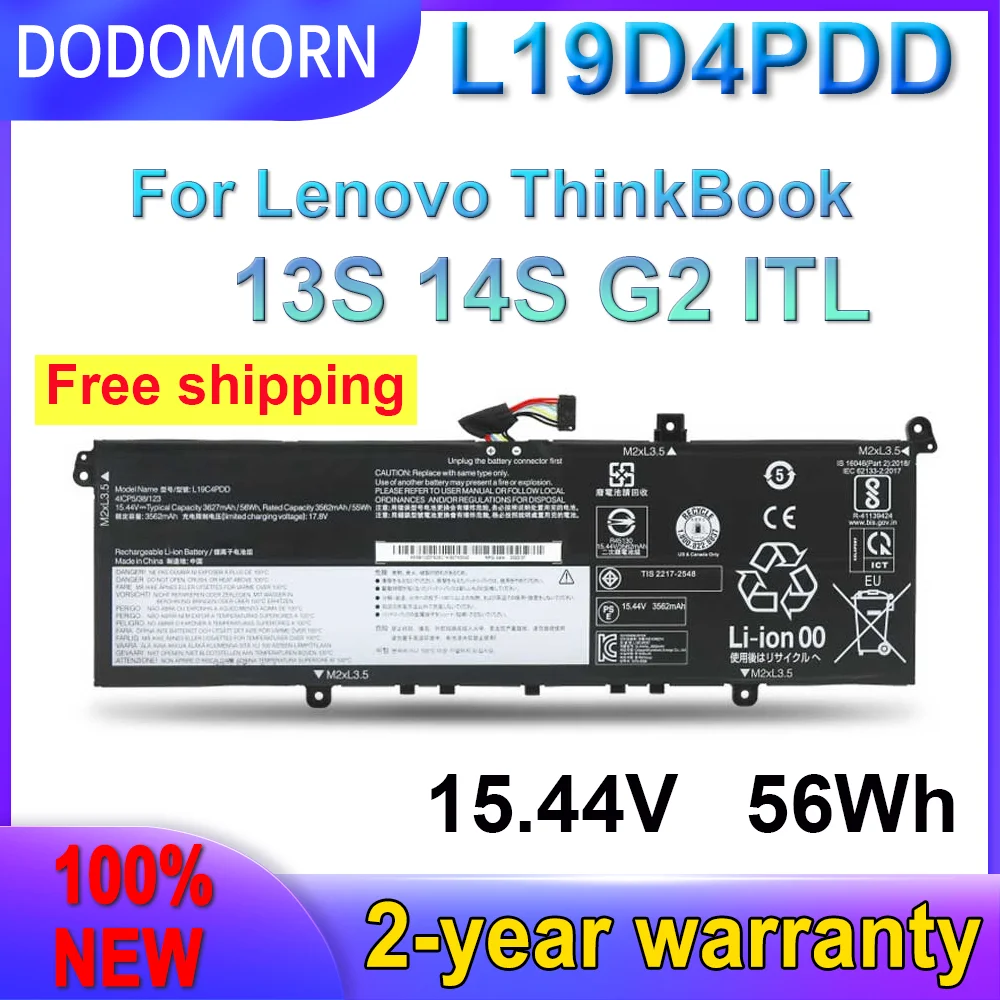 

Аккумулятор DODOMORN L19D4PDD L19M4PDD L19C4PDD для Lenovo 5B10Z37621 SB10Z37619 5B10Z37617 5B10Z37618 ThinkBook 13S 14S G2 ITL