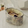 Embossed Floral Pattern Travel Makeup Bag Lightweight Cosmetic Organizer Handbag Wallet Pouch Portable Skincare Bag Toiletry Bag 3