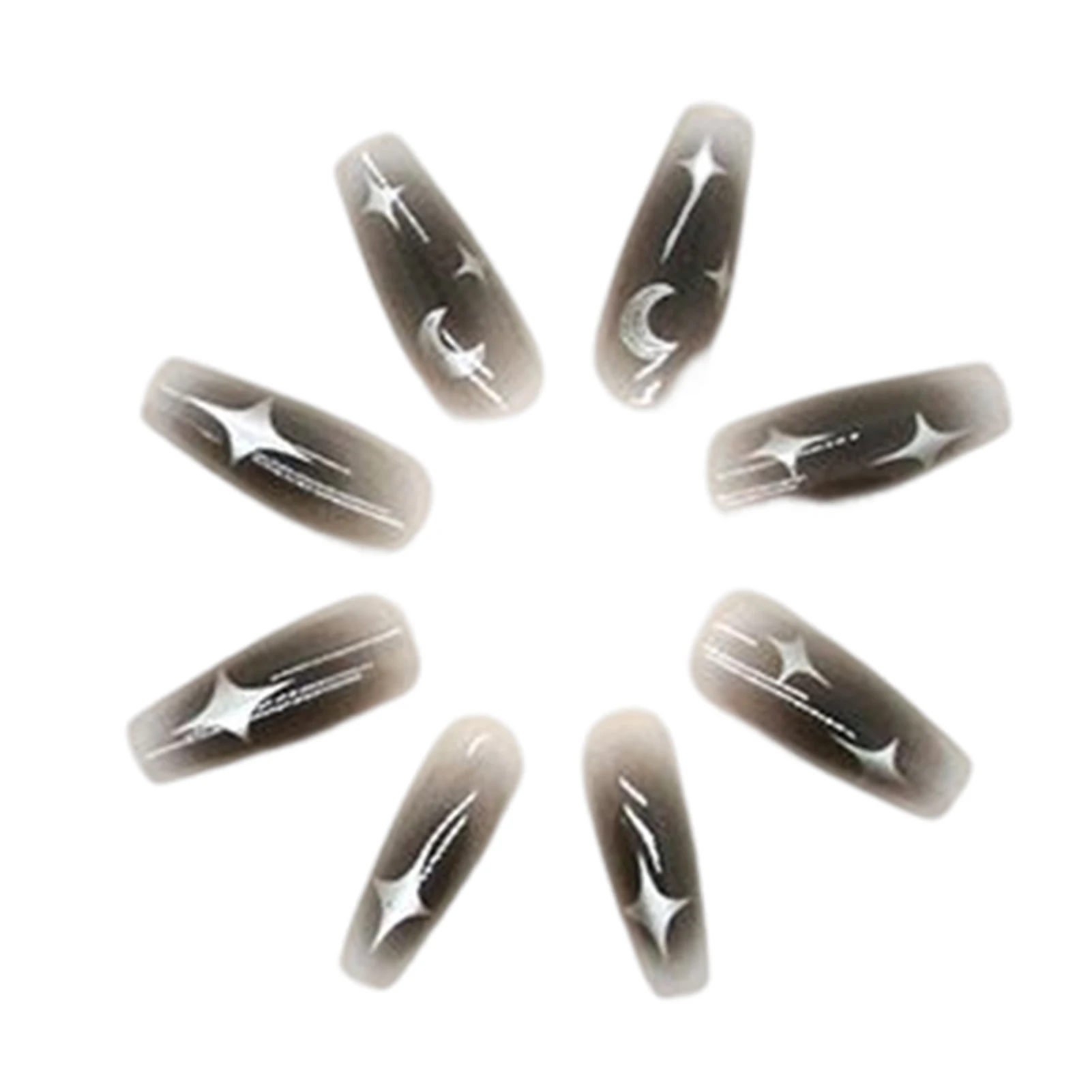 Y2k Black Gradient Press On Nails Long Ballet Reusable Nail Art Set_voghion.com