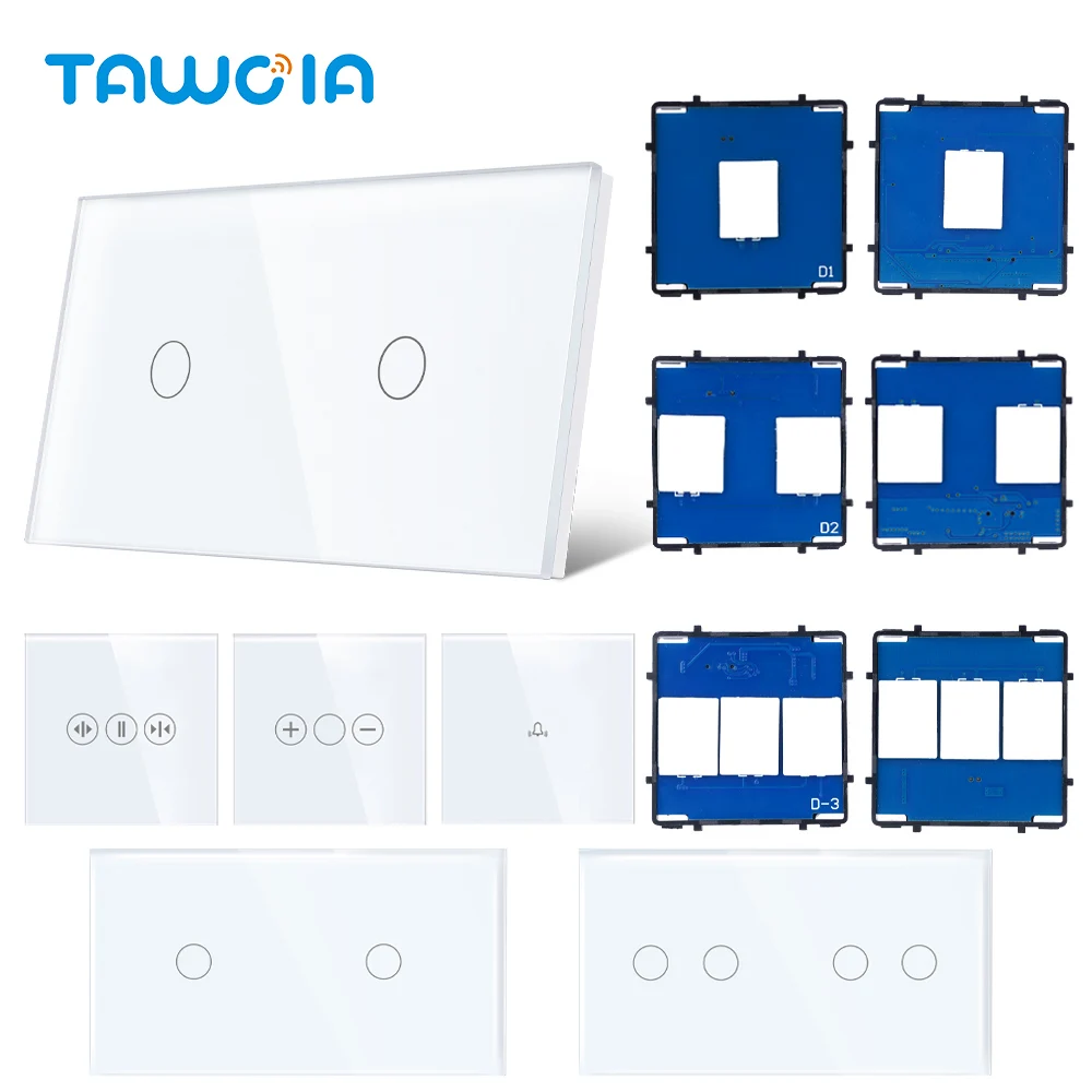 TAWOIA 157mm EU 1/2/3/4갱 1/2/3웨이 터치 센서 조명 스위치 DIY (유리 패널 포함) 가정용 개선 터치 스위치 기능 부품