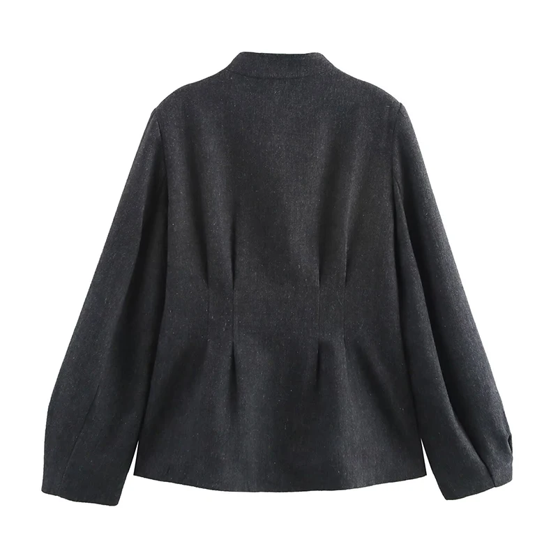 Elegant Single-breasted Blazer Coat Women 2025 Spring Long Lantern Sleeve Suit Jacket Female 2025 Vintage Office Lady Outerwear