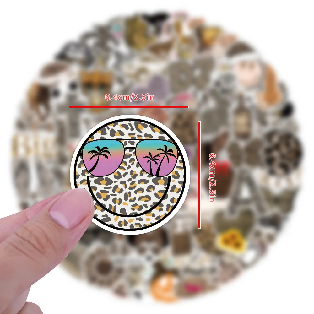 스노우보드 노트북 수하물 자동차 냉장고 DIY 스타일링 비닐 스티커, 흑백 표범 미적 스티커, 10 개, 30 개, 50 개, 105 개