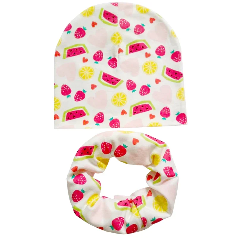 New Spring Autumn Cotton Baby Hat Warm Beanies for Boys Girls Outdoor Kids Head Cover Neck Collar Children Hat Scarf Set children hat scarf set
