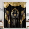 2pcs Eclectic Style Black Gold African Figures Printed Curtain Panels Set with Rod Pocket Window Drapes for Living Room cortinas 2