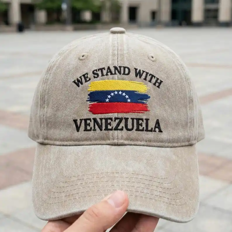 We Stand With Venezuela Embroidered Hat, Anti Trump Cap, Democrat Hat, Venezuelan Flag Solidarity Headwear